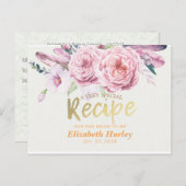 ブライダルシャワーレシピナチュラルボホフローラ羽 インビテーションポストカード (正面/裏面)