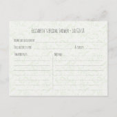 ブライダルシャワーレシピナチュラルボホフローラ羽 インビテーションポストカード (裏面)