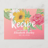 ブライダルシャワーレシピバラフラワーピンク金ゴールドグリッター インビテーションポストカード (正面)