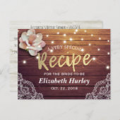 ブライダルシャワーレシピフローラストリングライトウッドレース インビテーションポストカード (正面/裏面)