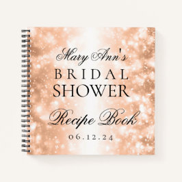 ブライダルシャワーレシピブックバラ金ゴールドきらめく灯 ノートブック