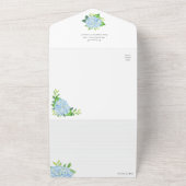 ブライダルシャワーレシピブルーアジサイ オールインワン招待状 (外側)