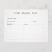 ブライダルシャワーレシピブルー金ゴールドパイナップルカップル インビテーションポストカード (裏面)