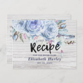 ブライダルシャワーレシピボホフラワーズフェザーウッド インビテーションポストカード (正面/裏面)