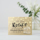 ブライダルシャワーレシピメイスンジャールストリングライト金ゴールド インビテーションポストカード (スタンド正面)