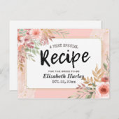 ブライダルシャワーレシピモダンエレガントピンクの花 インビテーションポストカード (正面/裏面)