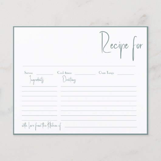 ブライダルシャワーレシピラブアドバイスカード (正面)