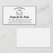 ブライダルシャワーレシピリクエストカードブラック&ホワイト エンクロージャーカード (正面/裏面)