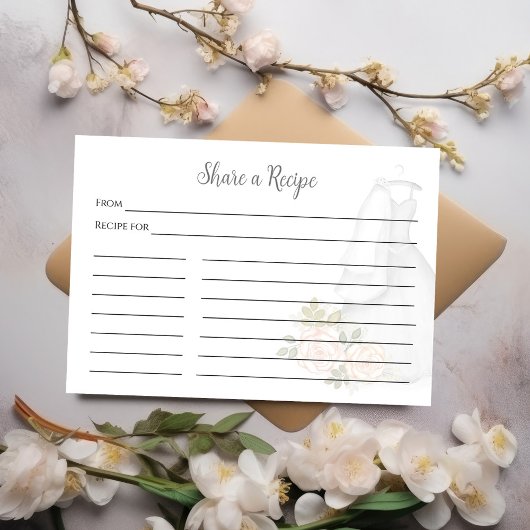 ブライダルシャワーレシピリクエストピーチフローラガウン エンクロージャーカード