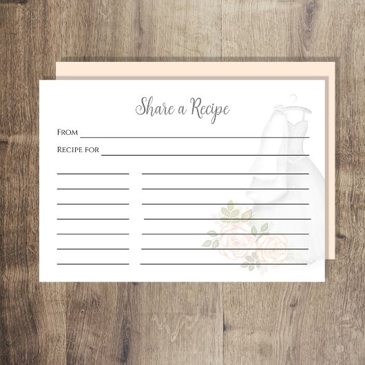 ブライダルシャワーレシピリクエストピーチフローラガウン エンクロージャーカード