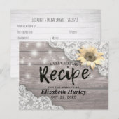 ブライダルシャワーレシピレースサンフラワーウッドライト インビテーションポストカード (正面/裏面)