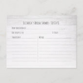 ブライダルシャワーレシピレースサンフラワーウッドライト インビテーションポストカード (裏面)