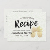 ブライダルシャワーレシピヴィンテージ金ゴールドパイナップルカップル インビテーションポストカード (正面/裏面)