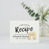 ブライダルシャワーレシピヴィンテージ金ゴールドパイナップルカップル インビテーションポストカード (スタンド正面)