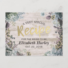 ブライダルシャワーレシピ植物性フローラ素朴ウッド インビテーションポストカード
