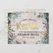ブライダルシャワーレシピ植物性フローラ素朴ウッド インビテーションポストカード (正面/裏面)