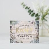ブライダルシャワーレシピ植物性フローラ素朴ウッド インビテーションポストカード (スタンド正面)