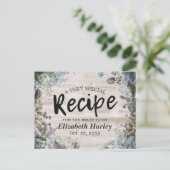 ブライダルシャワーレシピ植物性フローラ素朴ウッド インビテーションポストカード (スタンド正面)