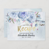 ブライダルシャワーレシピ水の色フローラと羽毛 インビテーションポストカード (正面/裏面)