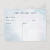 ブライダルシャワーレシピ水の色フローラと羽毛 インビテーションポストカード (裏面)