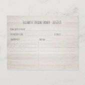 ブライダルシャワーレシピ水カラーフローラ素朴ウッド インビテーションポストカード (裏面)