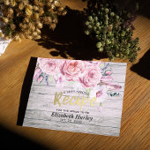 ブライダルシャワーレシピ水カラーフローラ素朴ウッド インビテーションポストカード