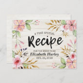 ブライダルシャワーレシピ水彩花素朴木 インビテーションポストカード (正面/裏面)