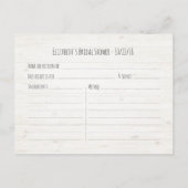 ブライダルシャワーレシピ水彩花素朴木 インビテーションポストカード (裏面)