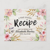 ブライダルシャワーレシピ水彩花素朴木 インビテーションポストカード (正面)