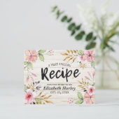 ブライダルシャワーレシピ水彩花素朴木 インビテーションポストカード (スタンド正面)