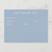 ブライダルシャワーレシピ水色多肉植物 インビテーションポストカード (裏面)