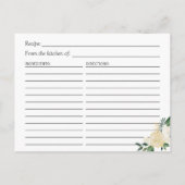 ブライダルシャワーレシピ自然グリーン金ゴールドフローラ ポストカード (裏面)