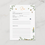 ブライダルシャワーレシピ要求エンクロージャカード エンクロージャーカード (裏面)