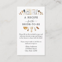 ブライダルシャワーレシピ要求エンクロージャカード