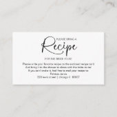 ブライダルシャワーレシピ要求カードの挿入 エンクロージャーカード (正面)