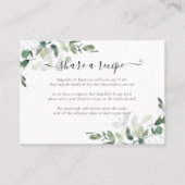 ブライダルシャワーレシピ要求カード |ユーカリ コーリングカード (正面)