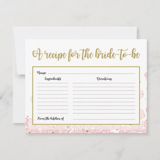 ブライダルシャワーレシピ |ピンクと金ゴールドのフローラ (正面)