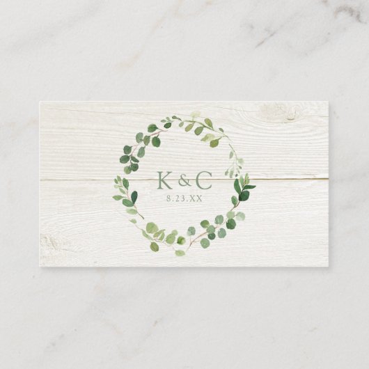 ブライダルシャワーレジストリカードユーカリ緑 エンクロージャーカード (裏面)