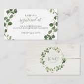 ブライダルシャワーレジストリカードユーカリ緑 エンクロージャーカード (正面/裏面)
