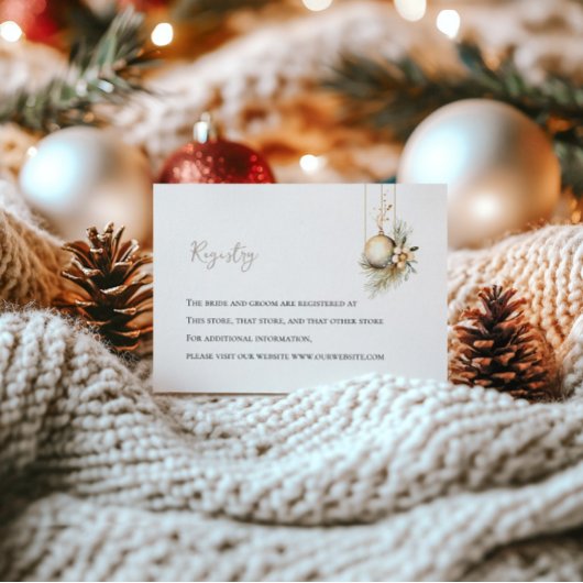 ブライダルシャワーレジストリカード | ホリー&金ゴールドデザイン エンクロージャーカード