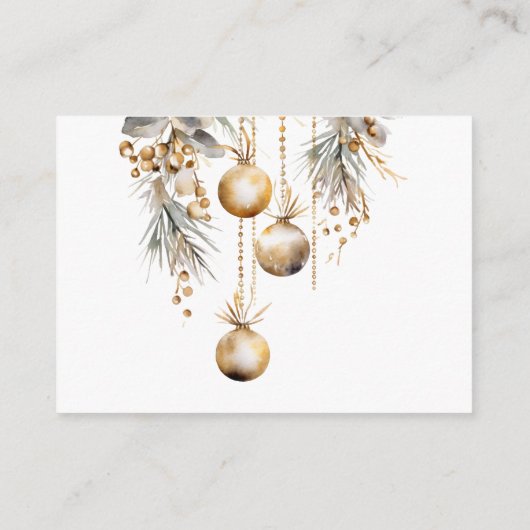 ブライダルシャワーレジストリカード | ホリー&金ゴールドデザイン エンクロージャーカード (裏面)