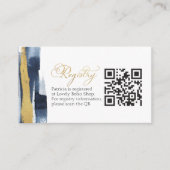 ブライダルシャワーレジストリQRカード |抽象芸術青 エンクロージャーカード (正面)