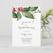 ブライダルシャワーレッドベリーズホリデーパーティウォーターカラー 招待状 (スタンド正面)