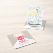 ブライダルシャワーレッドホワイトドレスカスタムコースター スクエアペーパーコースター (インサイチュ)