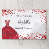 ブライダルシャワーレッドホワイトドレス紙ランチョンマット ペーパーパッド (折り畳み)