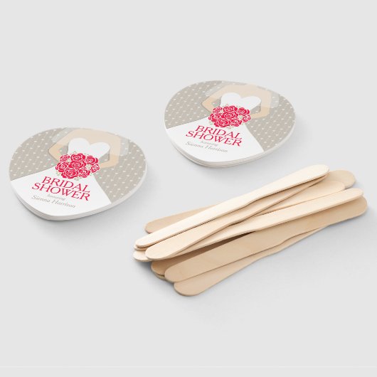 ブライダルシャワーレッドローズホワイトドレスフカスタムァン ハンドファン (組立なし)