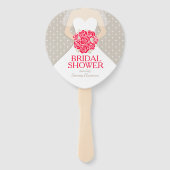 ブライダルシャワーレッドローズホワイトドレスフカスタムァン ハンドファン (正面)