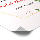 ブライダルシャワーレッド金ゴールドグリッターフローラウェルカムサイン ポスター (角)