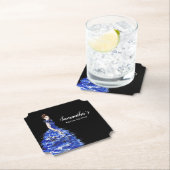 ブライダルシャワーレディーズウィズスパークリーブルーガウンファッション ペーパーコースター (インサイチュ)