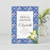 ブライダルシャワーレモンの葉の地中海のタイル 招待状 (スタンド正面)